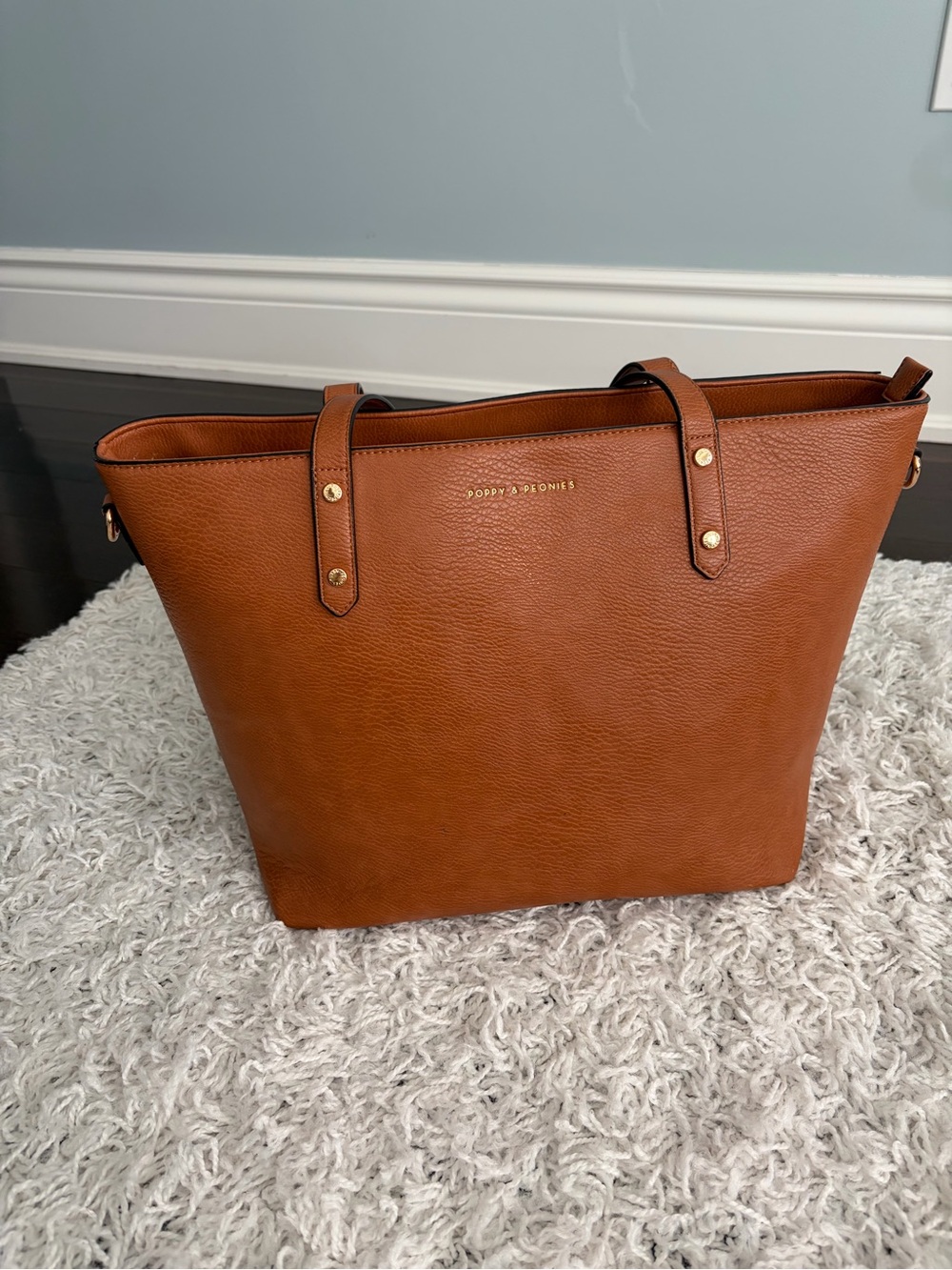 Poppy & Peonies Go Getter Tote in Cognac